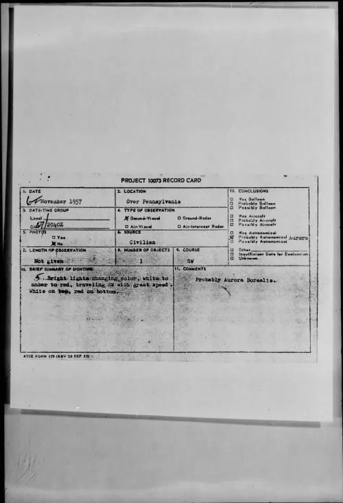 First page of 1957.11 - 7235329 - Over Pennsylvania