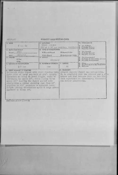 First page of 1960.12 - 8602680 - 3530N 13130W 350 mi W of Los Angeles, California