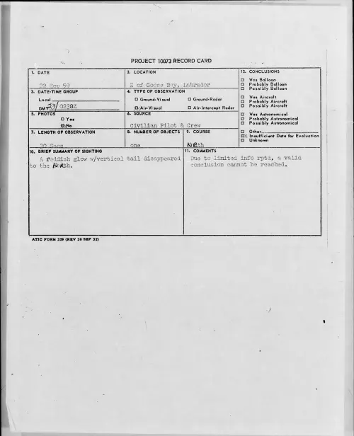 First page of 1959.09 - 8410550 - E Of Goose Bay, Labrador