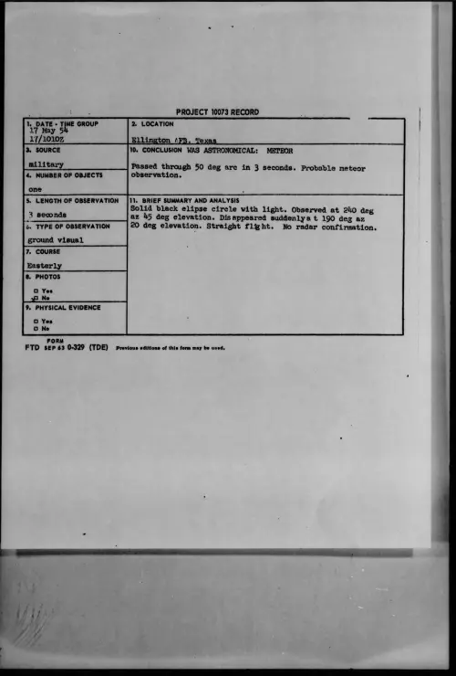 First page of 1954.05 - 6781640 - Ellington AFB, Texas