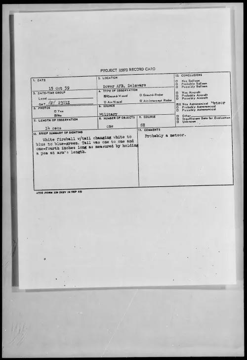 First page of 1959.10 - 6961419 - Dover AFB, Delaware