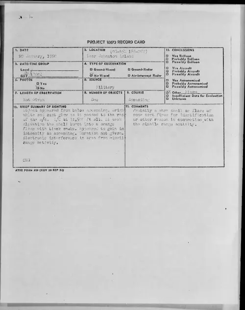 First page of 1960.01 - 6968249 - (03-45N 165-25W) Near Johnston Island