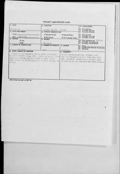 First page of 1959.09 - 8410354 - Azores 39.34N 34.15W