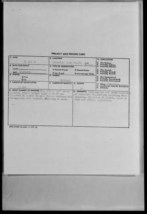 First page of 1961.07 - 8294317 - Atlantic Ocena 40.58N 36.50W