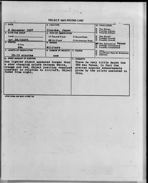 First page of 1957.12 - 6969542 - Itazuke, Japan