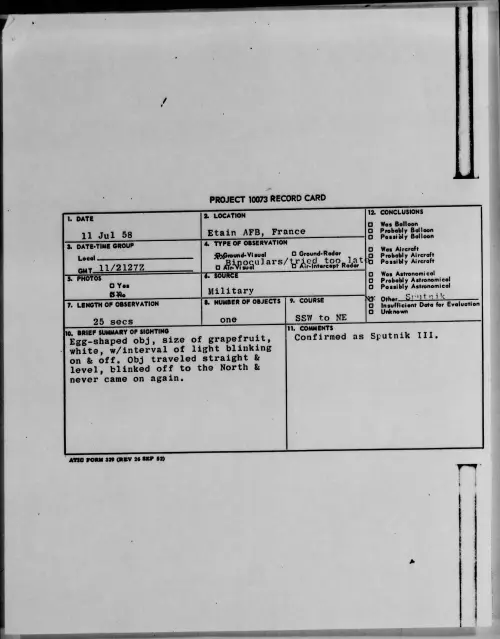First page of 1958.07 - 8850793 - Etain AFB, France