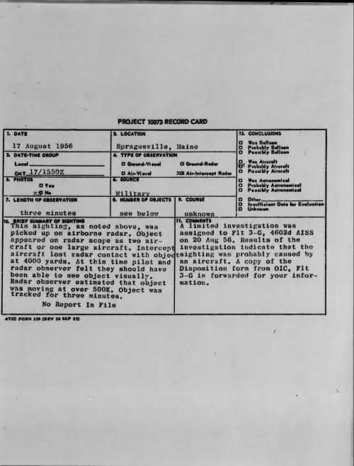 First page of 1956.08 - 7069546 - Spragueville, Maine