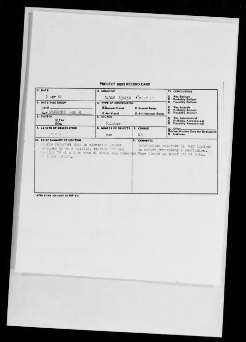 First page of 1961.04 - 8674749 - 3434N 13215W PACIFIC