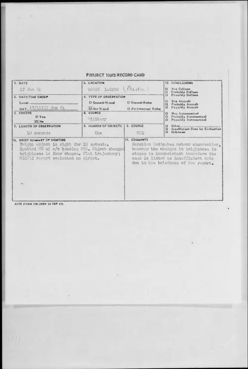 First page of 1961.06 - 8691037 - 2602N 14810W (PACIFIC)