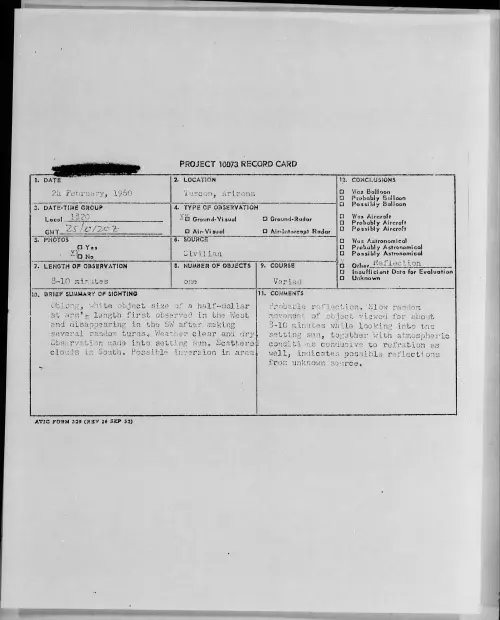 First page of 1960.02 - 6970041 - Tuscon, Arizona