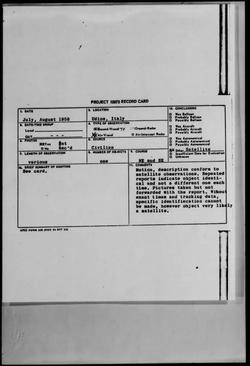 First page of 1958.07 - 8857789 - Udine, Italy