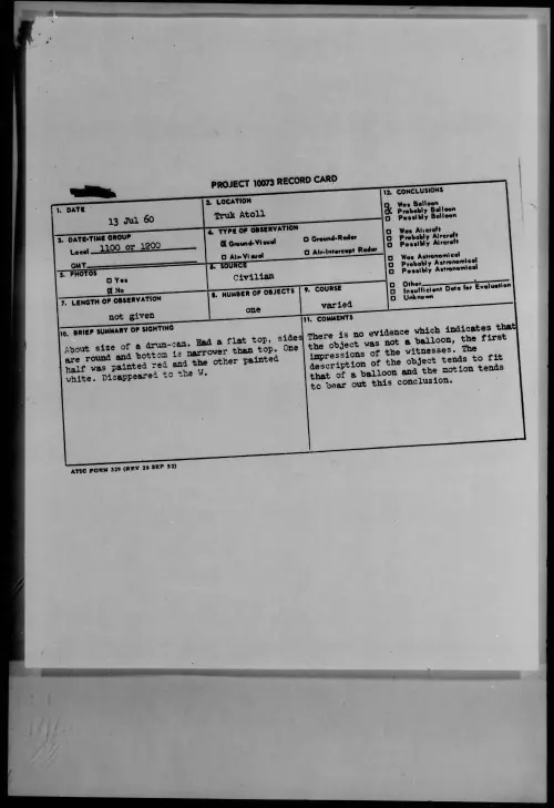 First page of 1960.07 - 7815030 - Truk Atoll