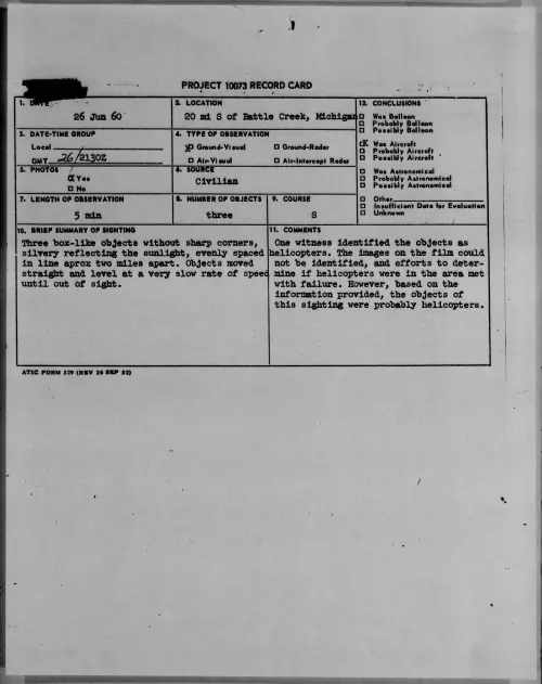 First page of 1960.06 - 7813964 - 20 mi S of Battle Creek, Michigan