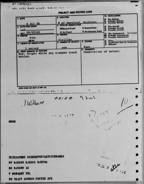 First page of 1958.07 - 8850203 - W of Boreland, Michigan