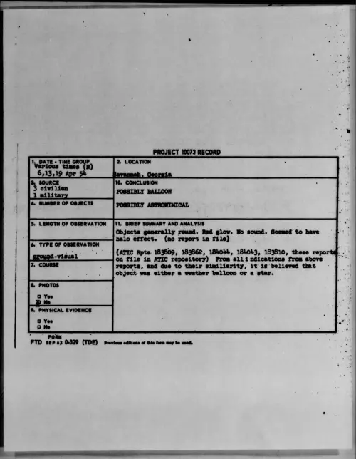 First page of 1954.04 - 6781084 - Savannah, Georgia