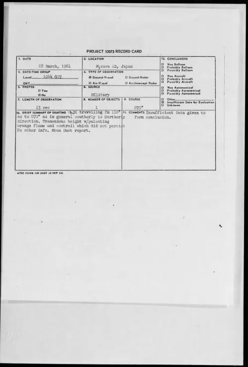 First page of 1961.03 - 8673923 - Misawa AB, Japan
