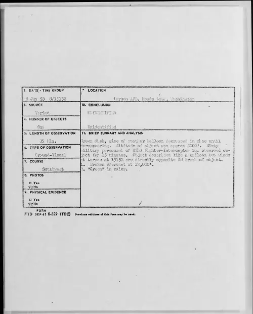 First page of 1953.01 - 9543745 - Larson AFB, Moses Lake, Washington