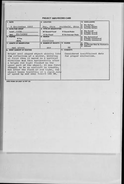 First page of 1957.09 - 7228503 - Ney, Ohio Archbold, Ohio