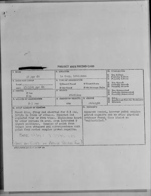 First page of 1960.04 - 7811885 - La Camp, Louisiana