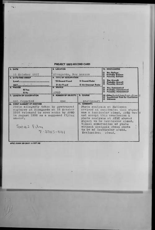 First page of 1957.10 - 6972552 - Almogordo, New Mexico