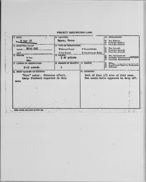 First page of Bryan, Texas, April 1952