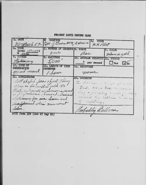 First page of S/W of Clovis AFB, N. Mexico, March 1952