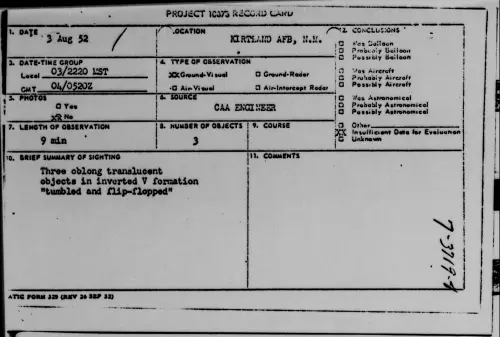 First page of KIRTLAND AFB, N.M., August 1952
