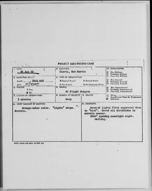 First page of Clovis, New Mexico, April 1952