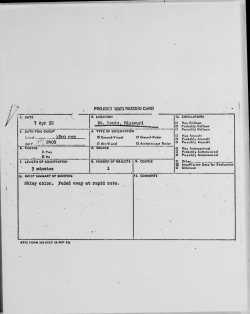 First page of St. Louis, Missouri, April 1952