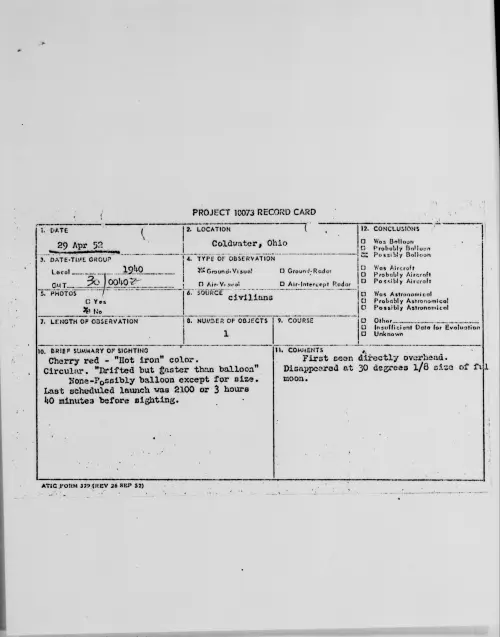 First page of Coldwater, Ohio, April 1952