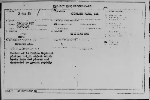 First page of HIGHLAND PARK, CAL, August 1952