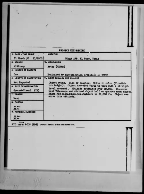 First page of Biggs AFB, El Paso, Texas, March 1950