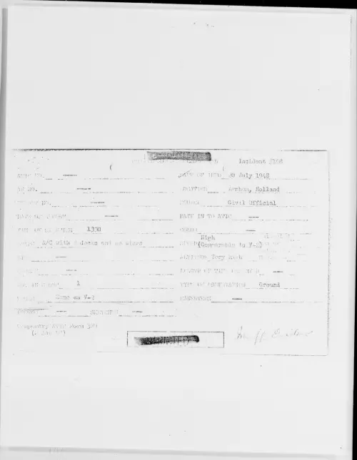 First page of Arnhem, Holland, July 1948 - Incident Number: 168