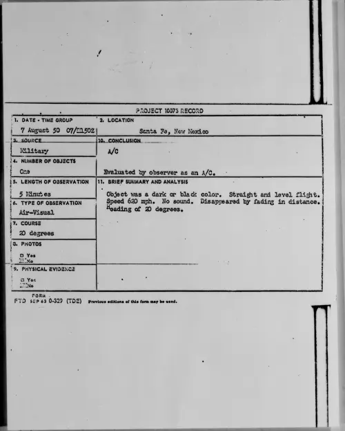 First page of Santa Fe, New Mexico, August 1950