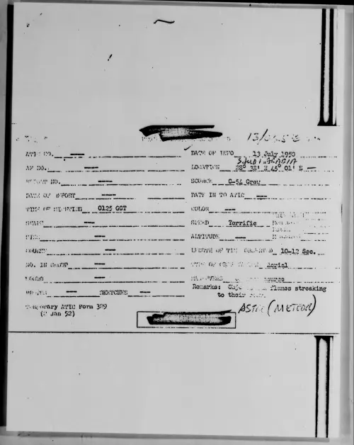 First page of Saudia Arabia 28 Deg 38'N 45 Deg 01' E., July 1950