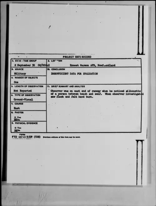 First page of Ernest Harmon AFB, Newfoundland, September 1950