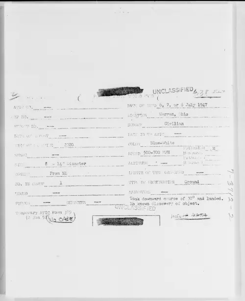 First page of Warren, Ohio, July 1947