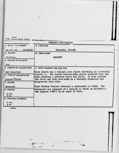 First page of Honolulu, Hawaii, July 1949
