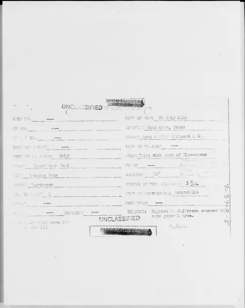 First page of Camp Hood, Texas, July 1948