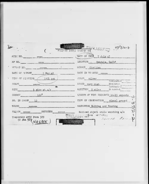 First page of Oakdale, California, July 1947