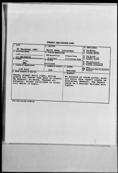 First page of 1957.12 - 6971250 - South Pass, Louisiana