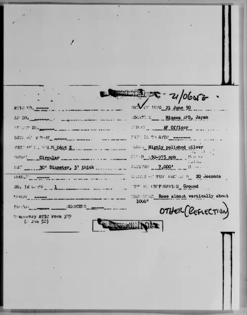First page of Misawa AFB, Japan, June 1950