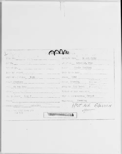 First page of Columbus, Ohio, July 1948 - Incident Number: [ILLEGIBLE]