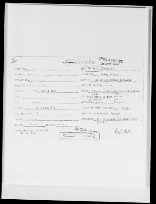 First page of Oslo, Norway, December 1947 - Incident Number: 132