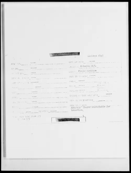First page of Columbia S.C., [BLANK] - Incident Number: 143