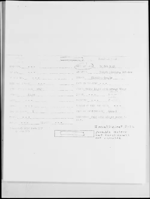 First page of Ganado Mission, Arizona, February 1949 - Incident Number: 252