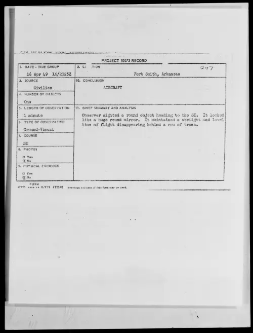 First page of Fort Smith, Arkansas, April 1949 - Incident Number: 297