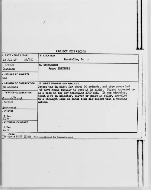 First page of Pocatello, Idaho, July 1949