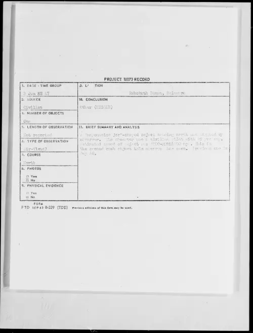 First page of Rehobuth Bomen, Delaware, June 1947