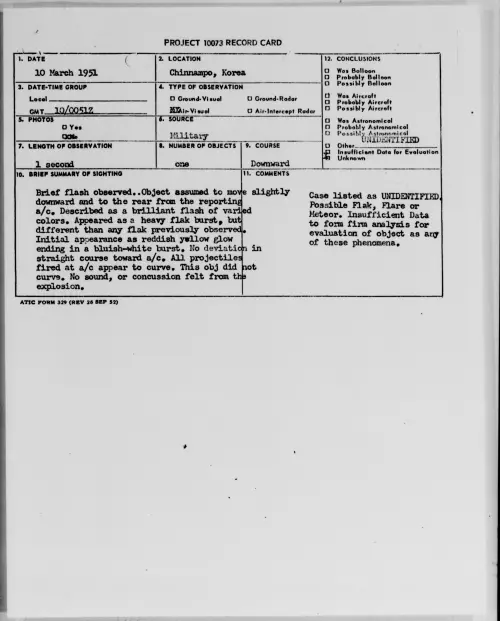 First page of Chinnampo, Korea, March 1951
